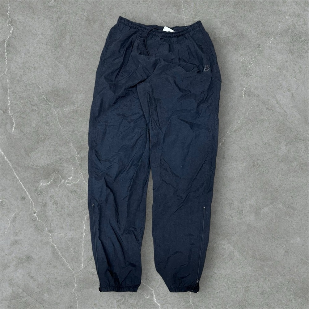 Vintage Nike Track Pants Mens Large Black‎ 90s Nylon Cuffed Baggy Sweat Joggers
